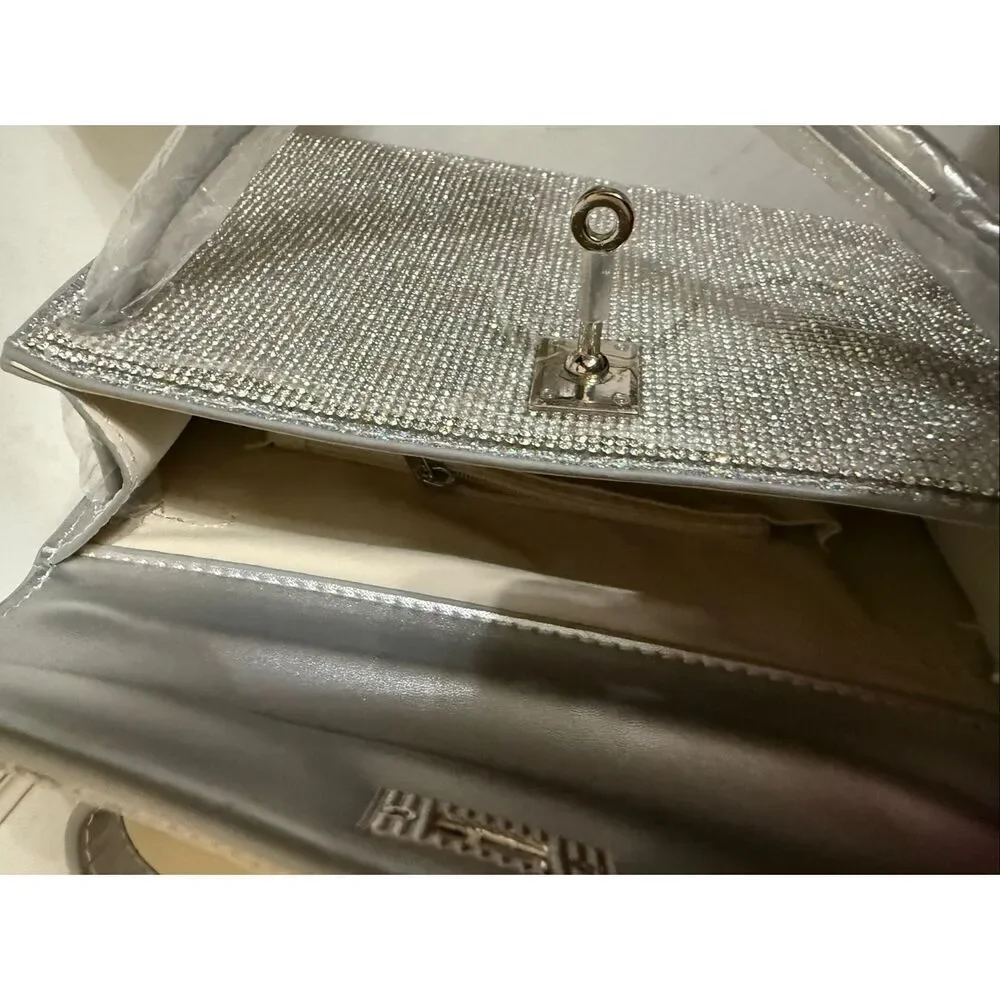 Lola+The Boys Women's Rhinestone Crystal Dream Evening Purse Silver OS NWT